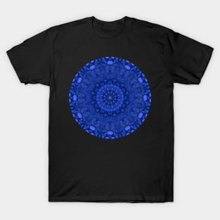 Blue and Black Kaleidoscope Style Mandala T-Shirt